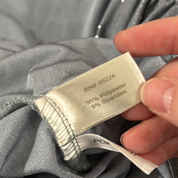 Boston Proper Gray Silver Shimmer Twist Knot Front long sleeve top size S - Picture 9 of 10